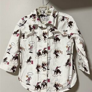 Wrangler toddler Rodeo Print Button Down Shirt - White
